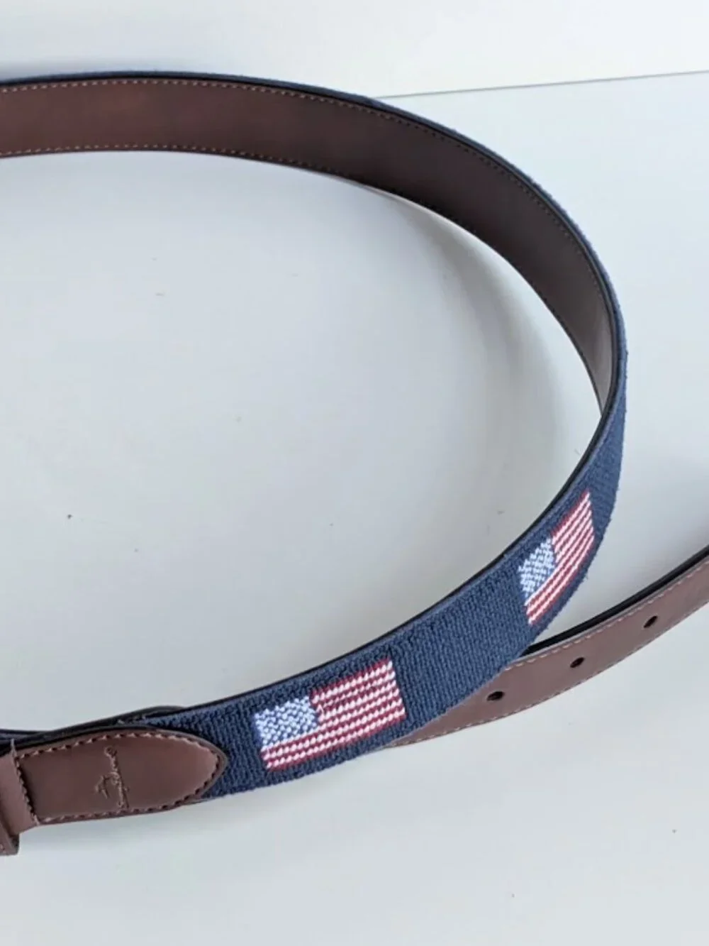 Tommy Bahama Belt Navy US American Flag Needlepoint Belt Mens Sz: Large 38-40